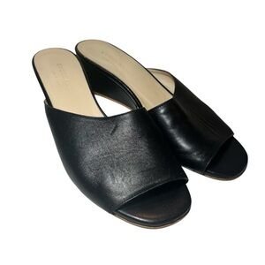 Everlane Black Leather Wedge Slide Sandals Women Size 8.5 Made in Italy